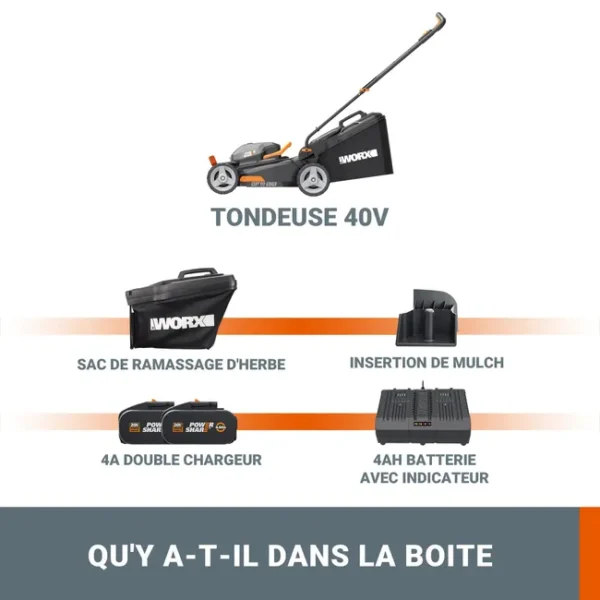 Tondeuse sur batterie WORX Wg743e 40 V – Image 4