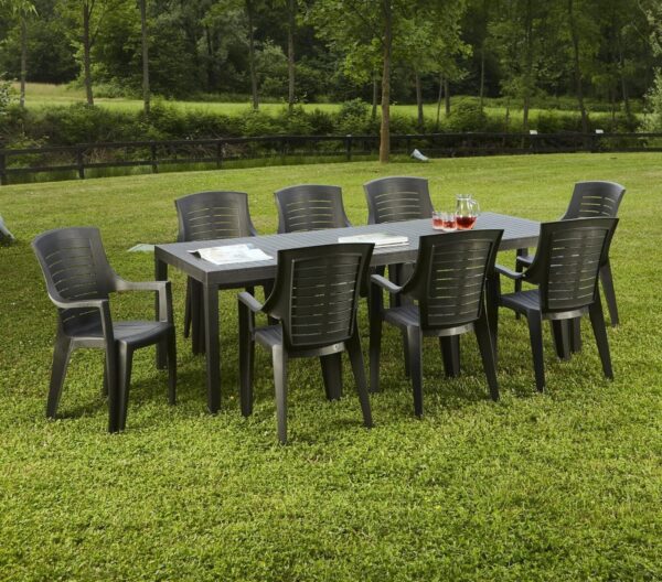 Dmora Rattan d'extérieur Susa, rectangulaire manger, table de jardin extensible