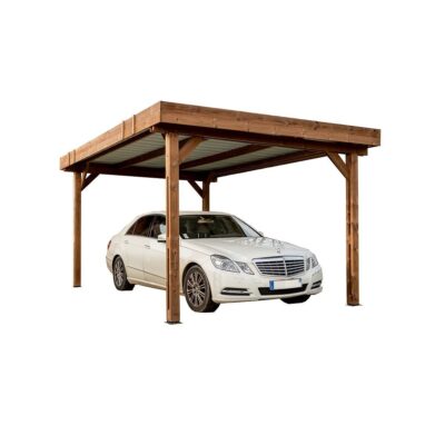 Carport CENTRALE BRICO en bois avec couverture acier galvanisé 17.5m2