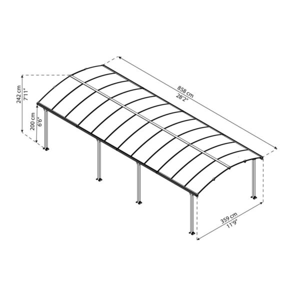 Carport en aluminium ARCADIA 8500 26,4 m² gris – Image 3