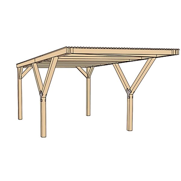 Carport WEKA simple en Y 10,86m² avec toit plat en acier – Image 4
