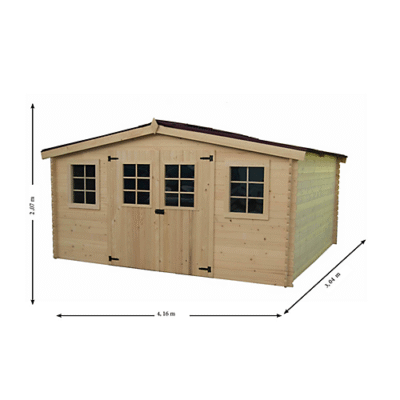 Abri de jardin en madriers bois massif 28 mm 12,65 m2