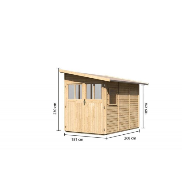 Abri de jardin adossé en bois certifié 4,85m² Juist 3 - Karibu – Image 7