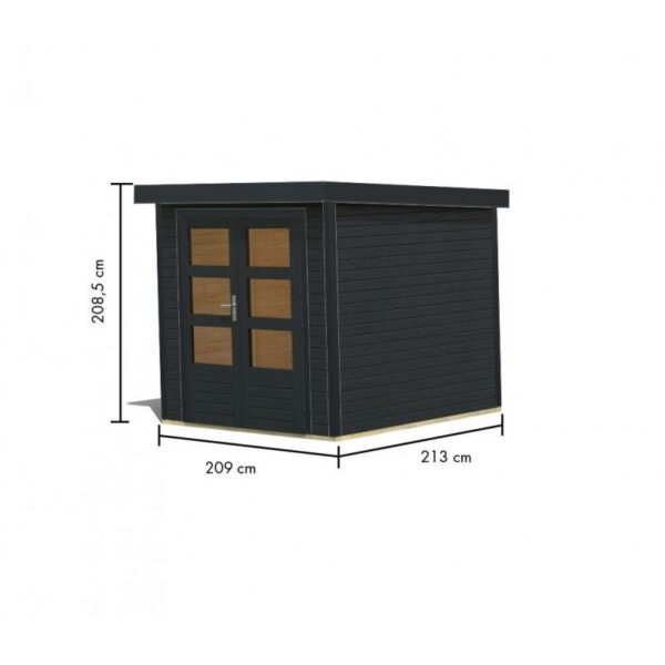 Abri de jardin en bois gris anthracite 19mm - acier gris anthracite - 4,45m² Jupiter C – Karibu – Image 4