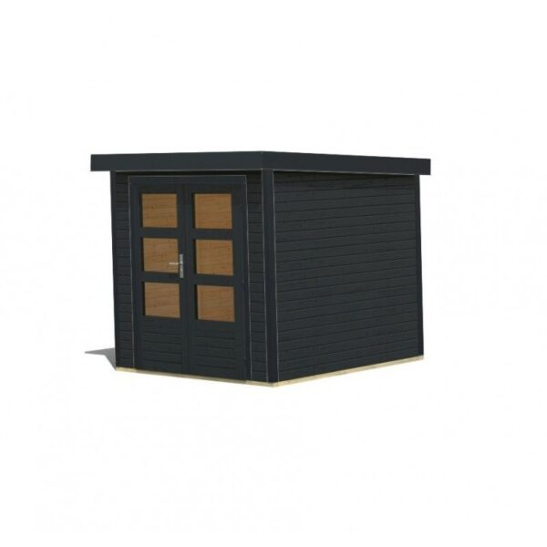 Abri de jardin en bois gris anthracite 19mm - acier gris anthracite - 4,45m² Jupiter C – Karibu – Image 3