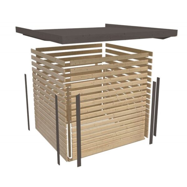 Abri de jardin en bois gris anthracite 19mm - acier gris anthracite - 4,45m² Jupiter C – Karibu – Image 7