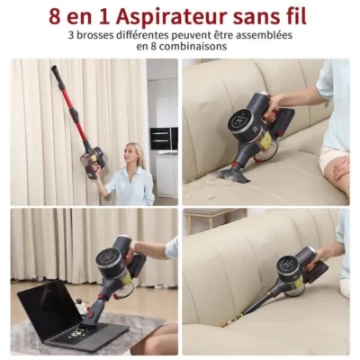 Aspirateur Balai Sans Fil Puissant Multifonctions 8 en 1