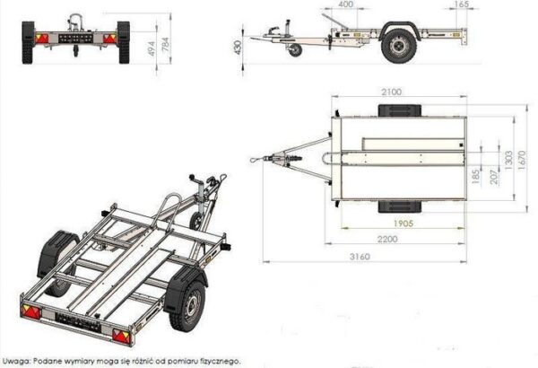 Remorque moto 1 rail unitraler sans plancher – Image 4
