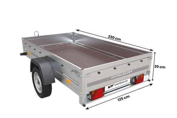 Remorque voiture simple essieu Unitrailer Garden Trailer 230 x 125 cm avec timon fixe 500/750 kg – Image 7