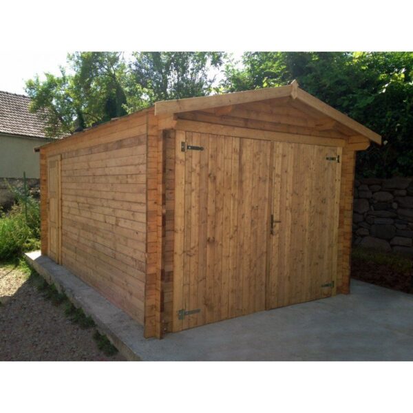 Garage en bois massif 40mm traité teinté marron Gardy Shelter – Image 7
