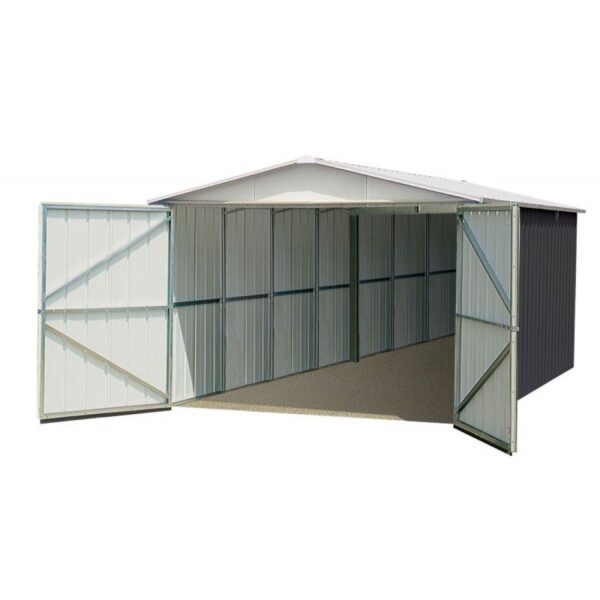 Garage métal YARDMASTER anthracite 15,50m² + kit d’ancrage inclus – Image 2