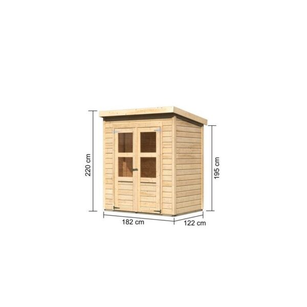 Petit abri de jardin en bois 2,22m² Merseburg 2 - Karibu – Image 3