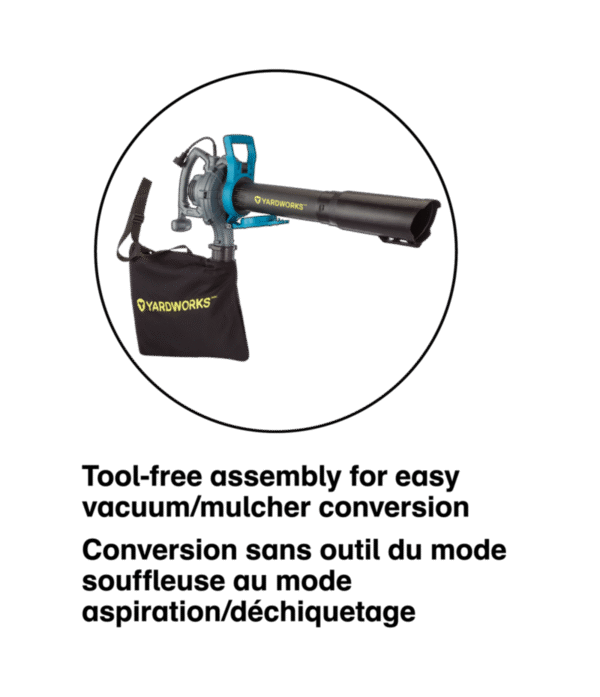Souffleuse et aspirateur à feuilles électrique Yardworks, 12 A, 400 pi3/min, noir – Image 6